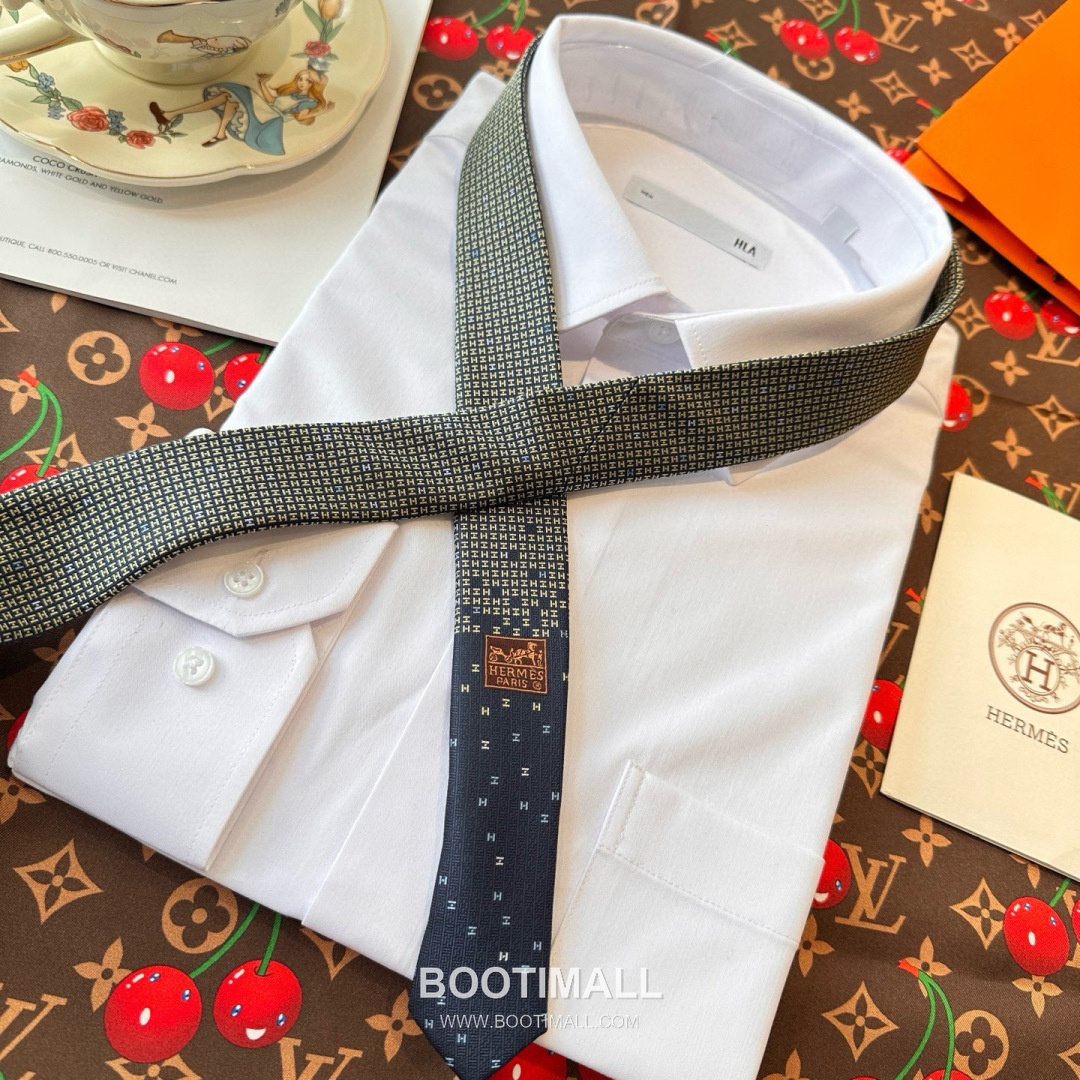 Hermes Philippe Mouquet Tie Silk Black 에르메스 필리프 무케 넥타이 실크 블랙 7cm 10