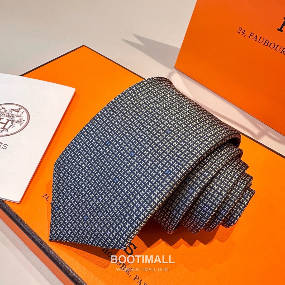 Hermes Philippe Mouquet Tie Silk Black 에르메스 필리프 무케 넥타이 실크 블랙 7cm 11