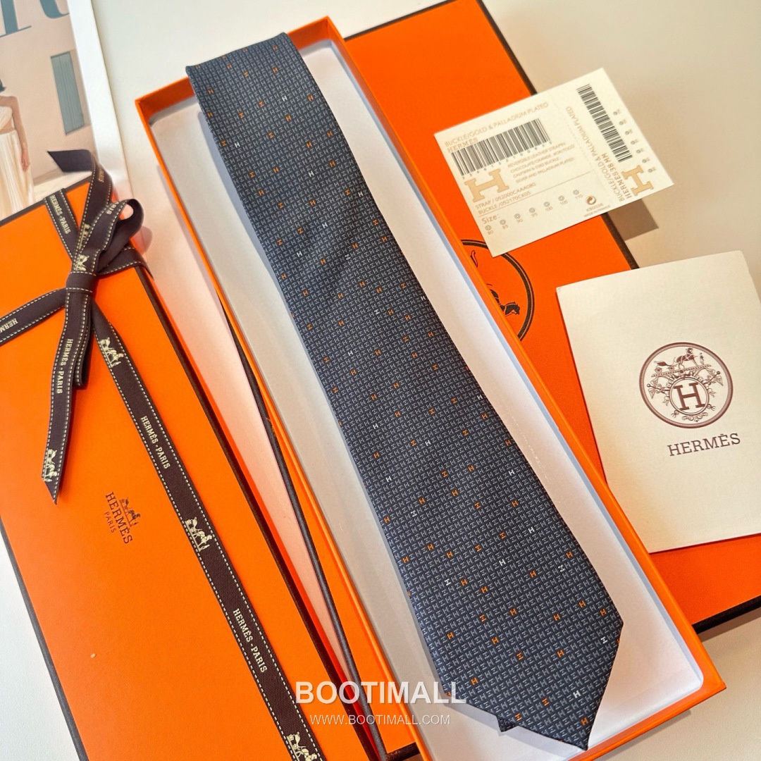 Hermes Philippe Mouquet Tie Silk Black 에르메스 필리프 무케 넥타이 실크 블랙 7cm 3