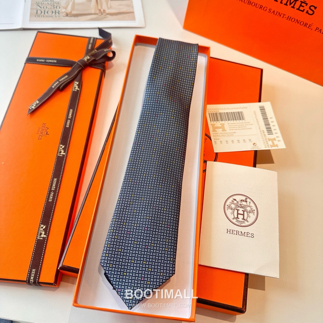 Hermes Philippe Mouquet Tie Silk Black 에르메스 필리프 무케 넥타이 실크 블랙 7cm 3