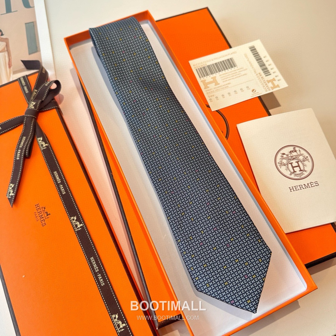 Hermes Philippe Mouquet Tie Silk Black 에르메스 필리프 무케 넥타이 실크 블랙 7cm 4