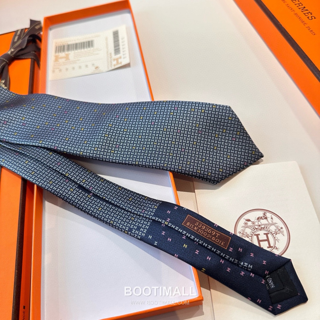 Hermes Philippe Mouquet Tie Silk Black 에르메스 필리프 무케 넥타이 실크 블랙 7cm 8