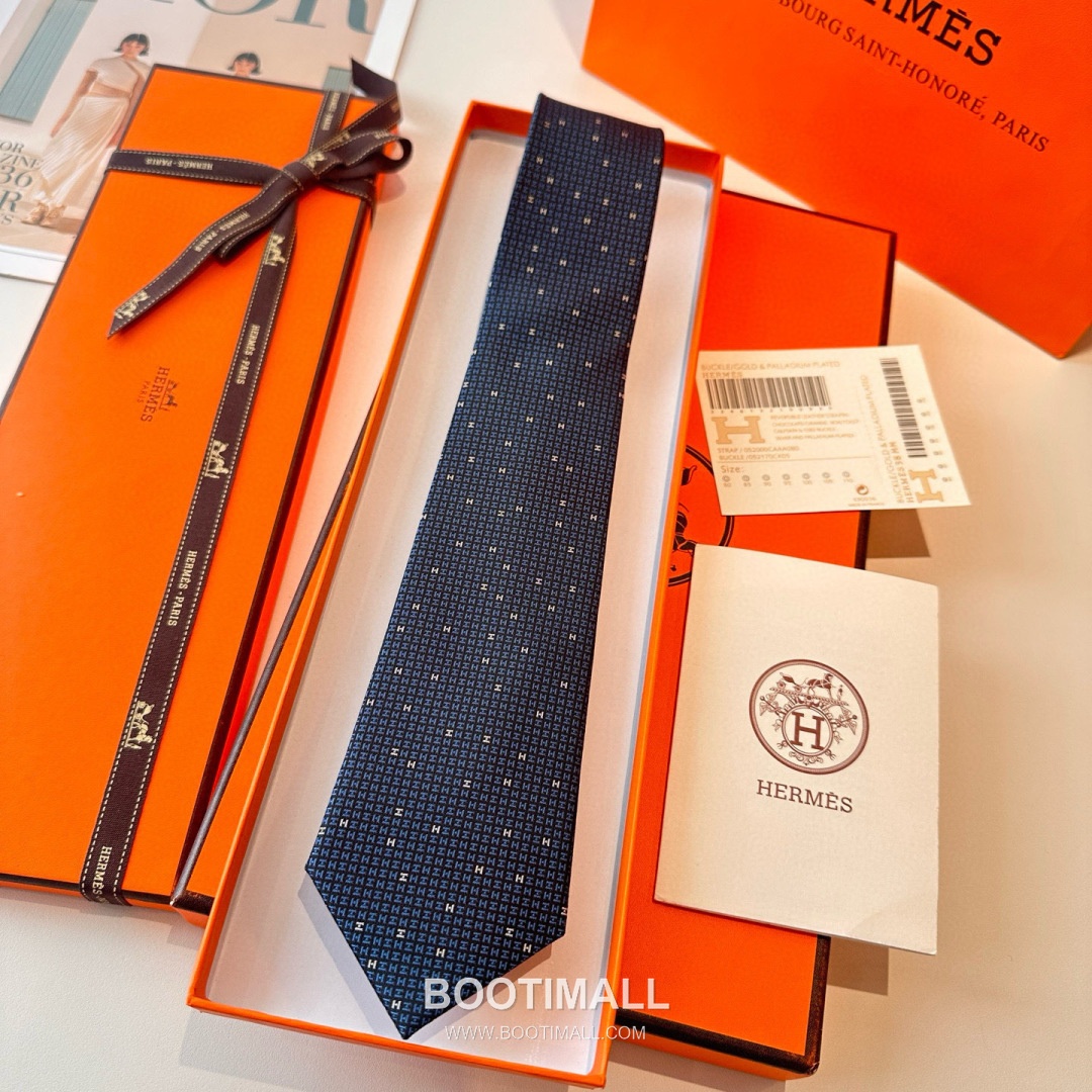 Hermes Philippe Mouquet Tie Silk Black 에르메스 필리프 무케 넥타이 실크 블랙 7cm 2