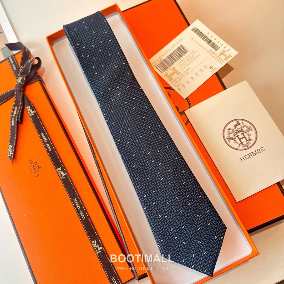 Hermes Philippe Mouquet Tie Silk Black 에르메스 필리프 무케 넥타이 실크 블랙 7cm 3