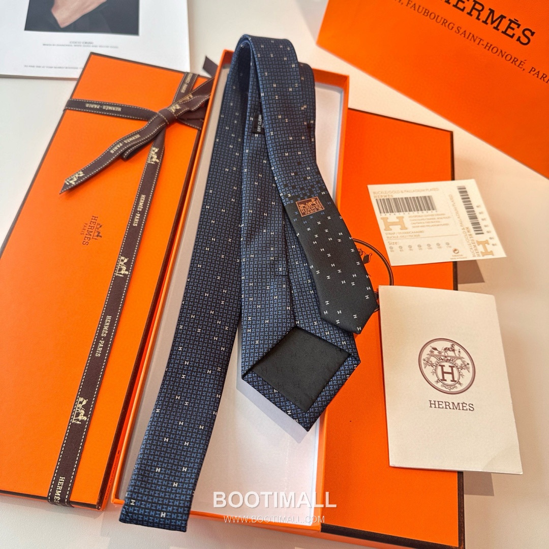 Hermes Philippe Mouquet Tie Silk Black 에르메스 필리프 무케 넥타이 실크 블랙 7cm 4