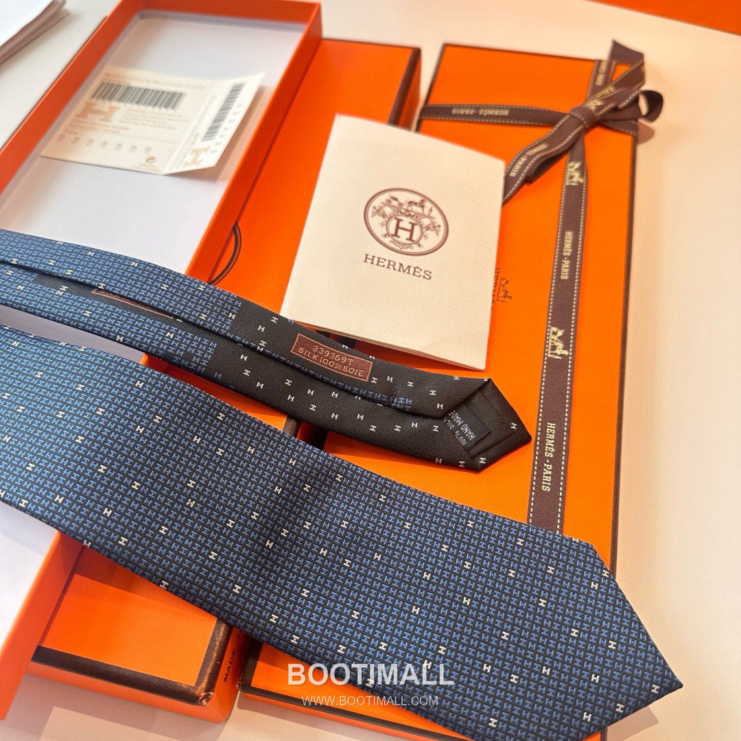 Hermes Philippe Mouquet Tie Silk Black 에르메스 필리프 무케 넥타이 실크 블랙 7cm 6