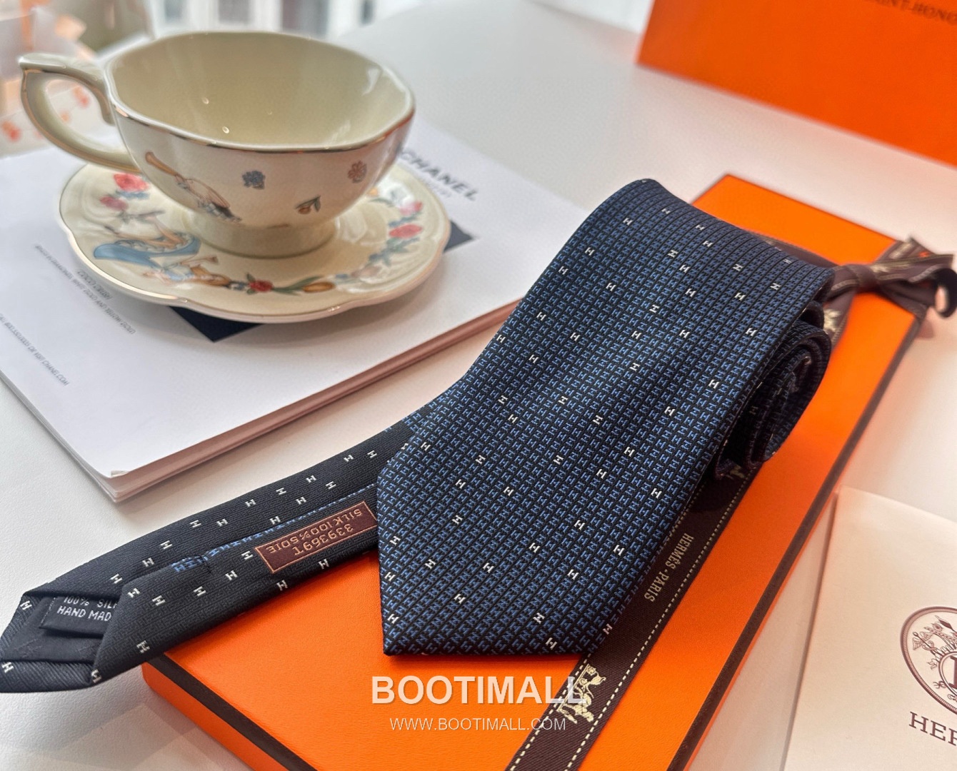 Hermes Philippe Mouquet Tie Silk Black 에르메스 필리프 무케 넥타이 실크 블랙 7cm 7
