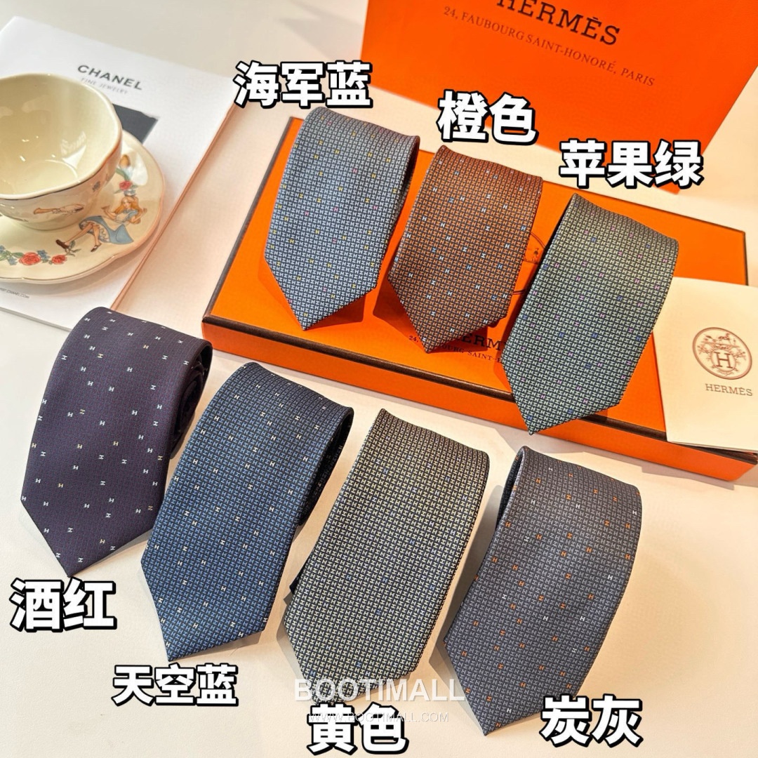Hermes Philippe Mouquet Tie Silk Black 에르메스 필리프 무케 넥타이 실크 블랙 7cm 1
