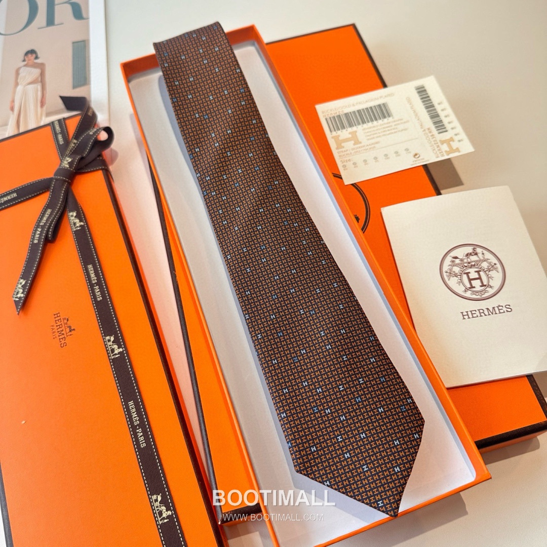 Hermes Philippe Mouquet Tie Silk Black 에르메스 필리프 무케 넥타이 실크 블랙 7cm 3
