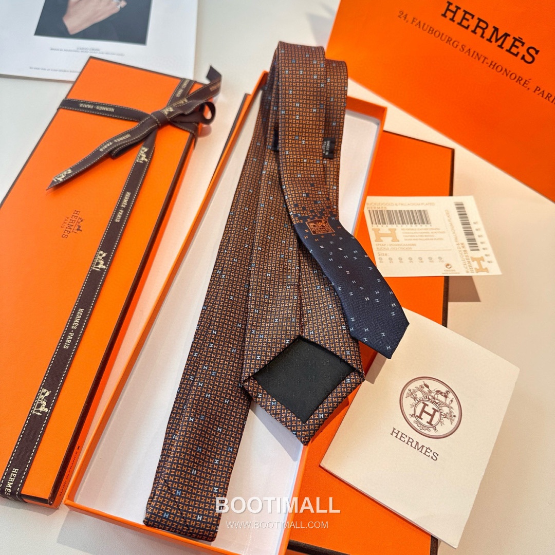 Hermes Philippe Mouquet Tie Silk Black 에르메스 필리프 무케 넥타이 실크 블랙 7cm 4