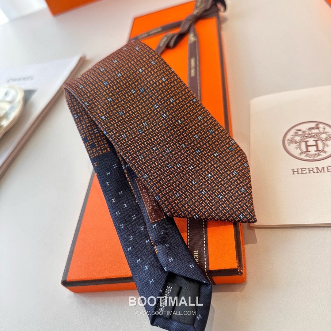 Hermes Philippe Mouquet Tie Silk Black 에르메스 필리프 무케 넥타이 실크 블랙 7cm 10