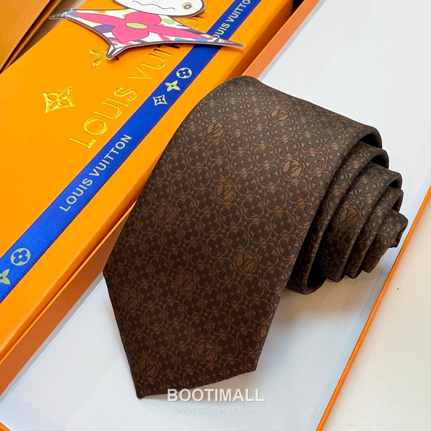 Louis Vuitton Monogram Flower Tie Silk Jacquard Elegant Base Tone 루이비통 모노그램 플라워 넥타이 실크 자카드 우아한 베이스 톤 1