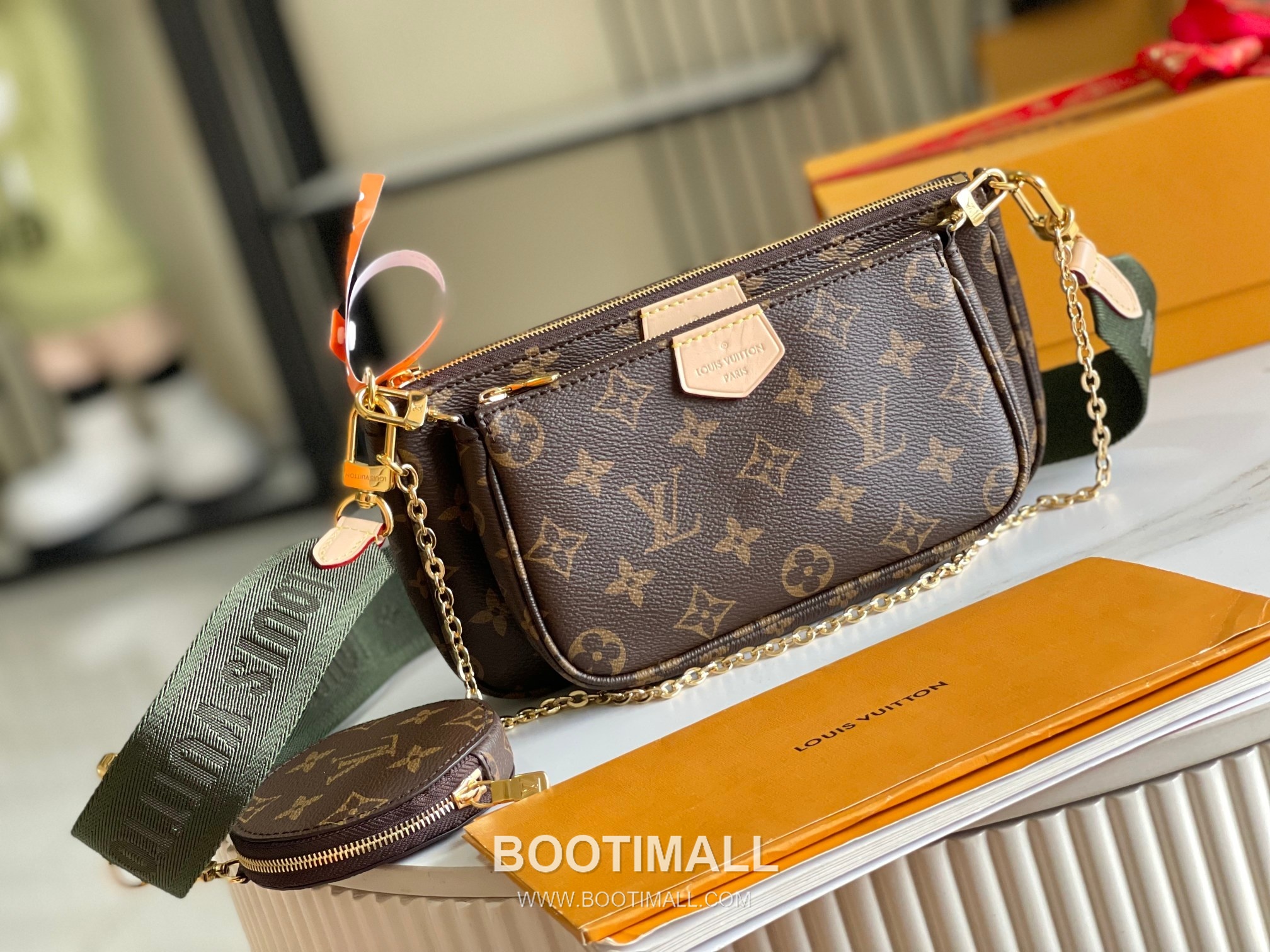 Louis Vuitton Monogram Green Bag Italian Grade A Leather Brown 루이비통 모노그램 그린 백 이탈리아 A급 가죽 브라운 24x16x6CM 24cm 2