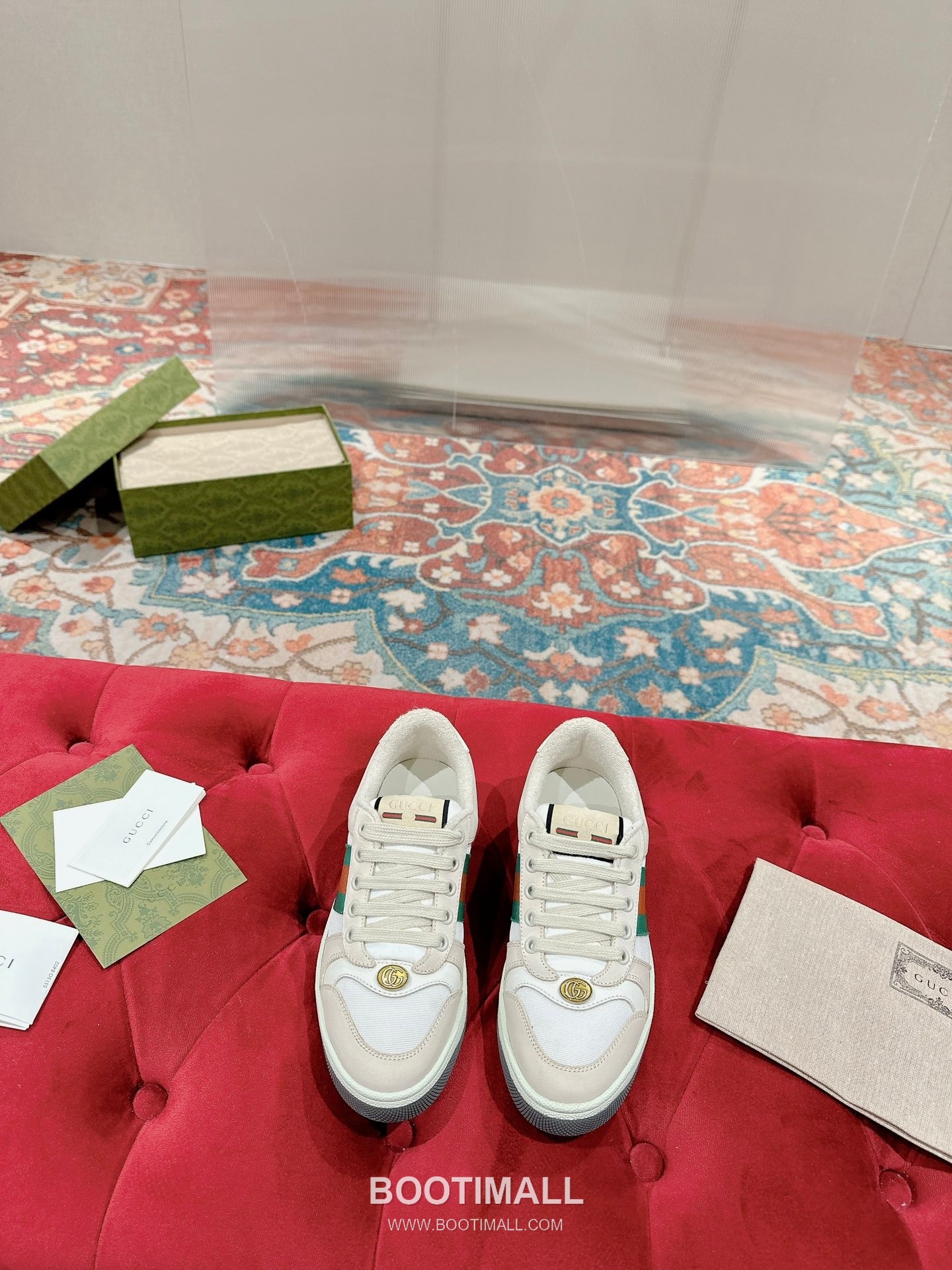 Gucci GG Vintage Sneakers Calfskin leather, Swarovski crystals, TPU sole Beige Shoes 구찌 GG 빈티지 스니커즈 송아지가죽, 스와로브스키 크리스탈, TPU 밑창 베이지 신발 1