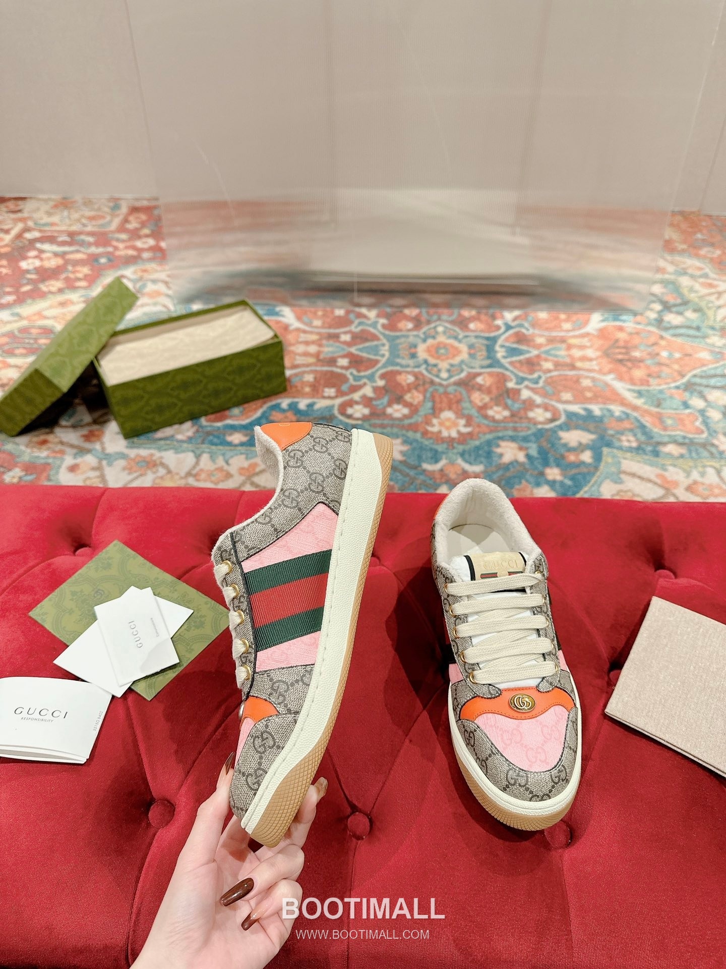 Gucci GG Vintage Sneakers Calfskin leather, Swarovski crystals, TPU sole Beige Shoes 구찌 GG 빈티지 스니커즈 송아지가죽, 스와로브스키 크리스탈, TPU 밑창 베이지 신발 3
