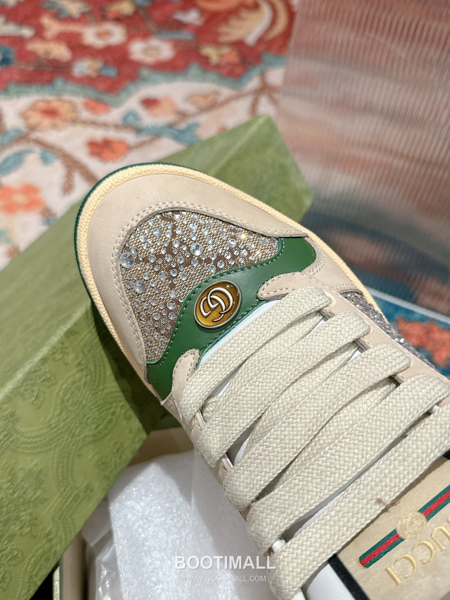 Gucci GG Vintage Sneaker Leather, Swarovski Crystal, TPU Sole Beige Shoes 구찌 GG 빈티지 스니커즈 가죽, 스와로브스키 크리스탈, TPU 밑창 베이지 신발 Women 35-40 4