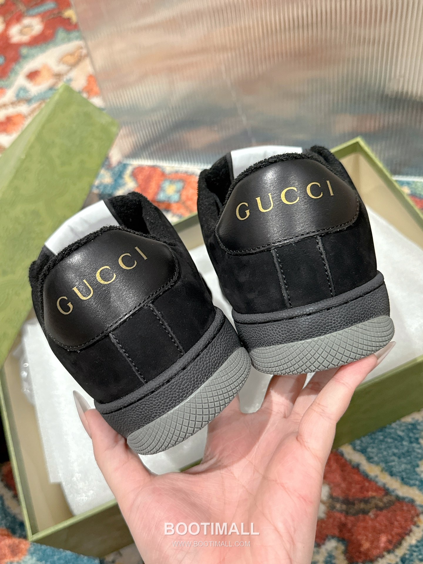 Gucci GG Distressed Sneaker Calfskin Leather, TPU Sole Black Shoes 구찌 GG 빈티지 스니커즈 소가죽, TPU 밑창 블랙 신발 6