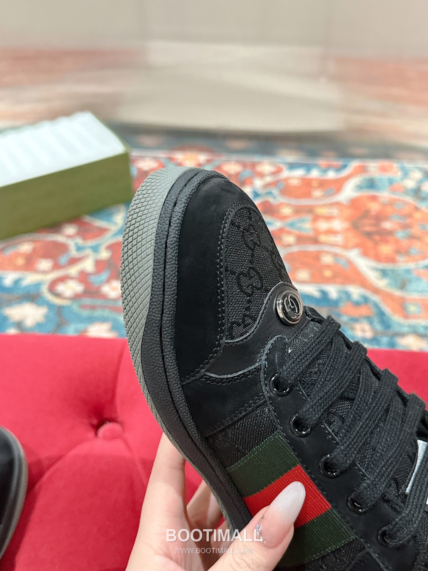 Gucci GG Distressed Sneaker Calfskin Leather, TPU Sole Black Shoes 구찌 GG 빈티지 스니커즈 소가죽, TPU 밑창 블랙 신발 7