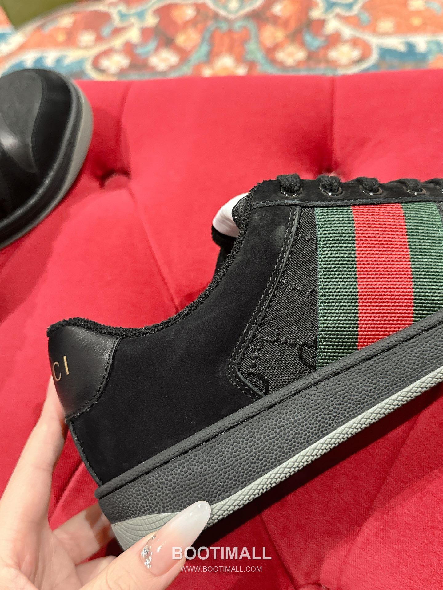 Gucci GG Distressed Sneaker Calfskin Leather, TPU Sole Black Shoes 구찌 GG 빈티지 스니커즈 소가죽, TPU 밑창 블랙 신발 9