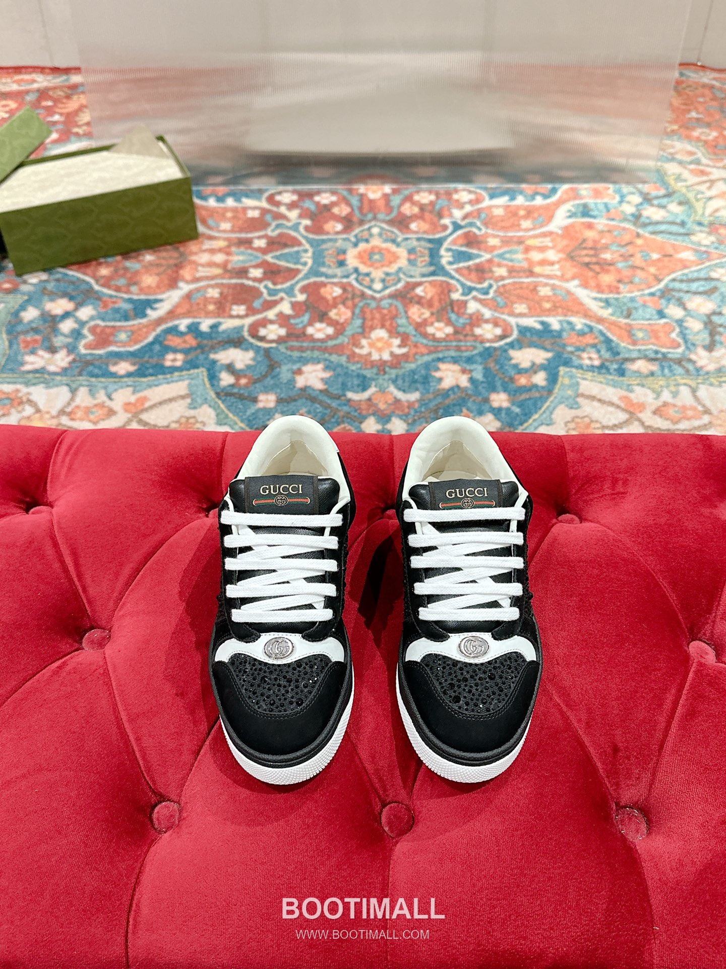 Gucci GG Vintage Sneaker Leather, Swarovski Crystal, TPU Sole Beige Shoes 구찌 GG 빈티지 스니커즈 가죽, 스와로브스키 크리스탈, TPU 밑창 베이지 신발 1