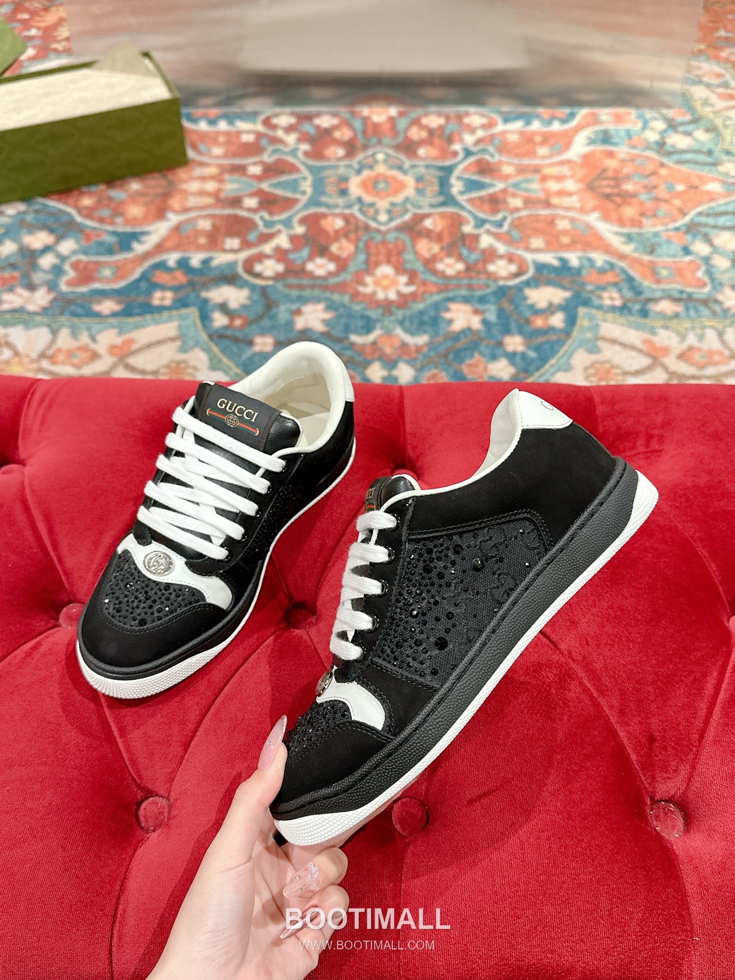 Gucci GG Vintage Sneaker Leather, Swarovski Crystal, TPU Sole Beige Shoes 구찌 GG 빈티지 스니커즈 가죽, 스와로브스키 크리스탈, TPU 밑창 베이지 신발 4