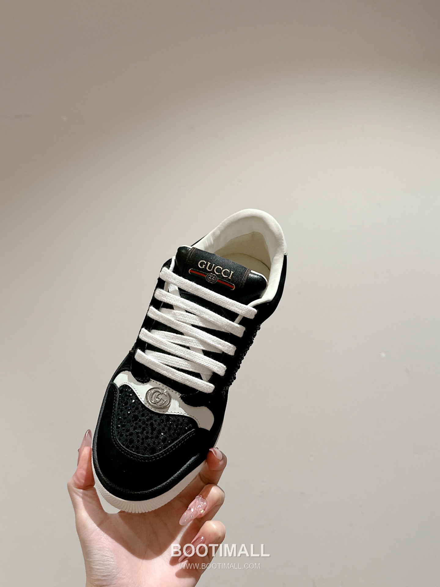 Gucci GG Vintage Sneaker Leather, Swarovski Crystal, TPU Sole Beige Shoes 구찌 GG 빈티지 스니커즈 가죽, 스와로브스키 크리스탈, TPU 밑창 베이지 신발 5