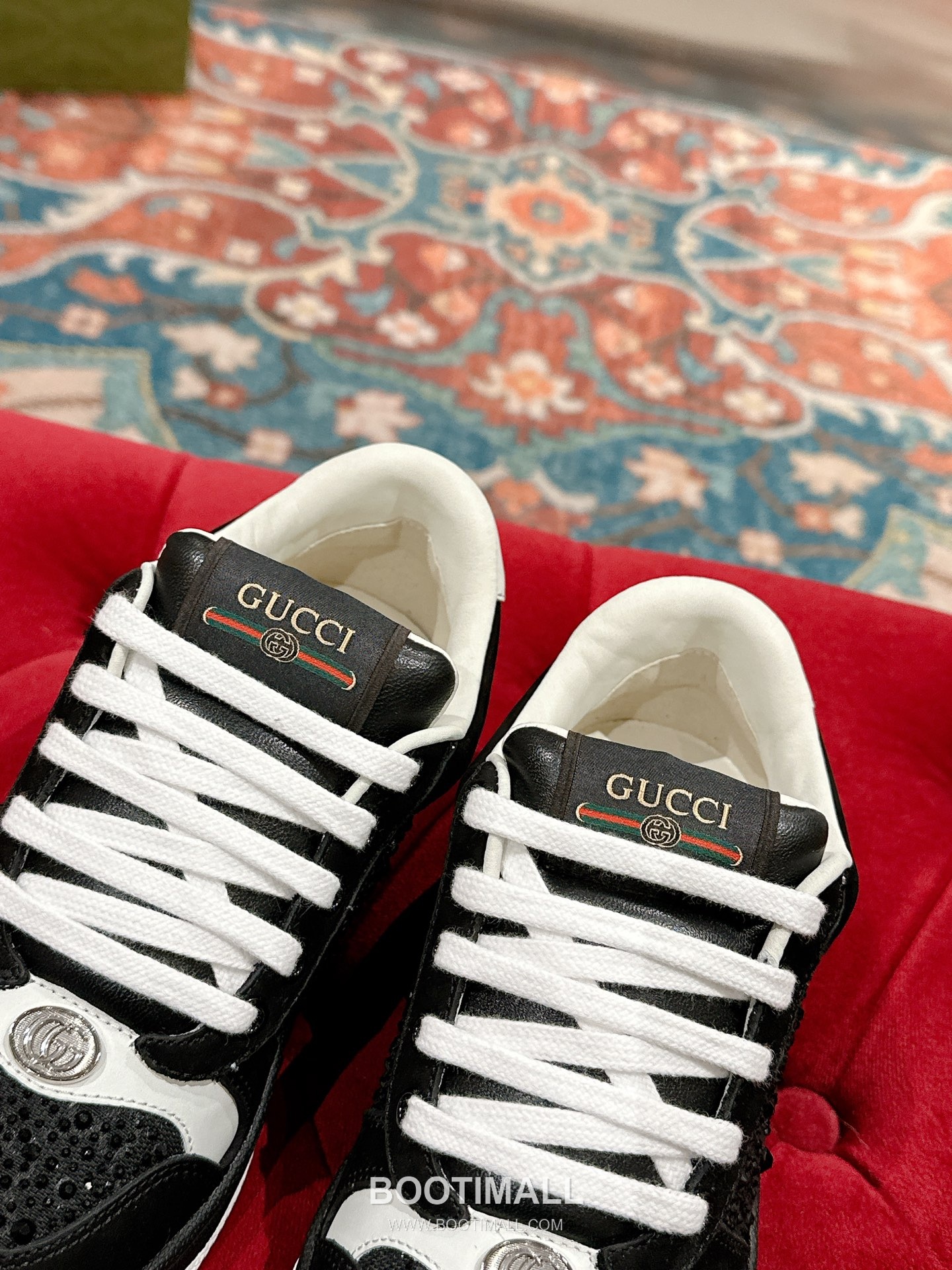 Gucci GG Vintage Sneaker Leather, Swarovski Crystal, TPU Sole Beige Shoes 구찌 GG 빈티지 스니커즈 가죽, 스와로브스키 크리스탈, TPU 밑창 베이지 신발 7