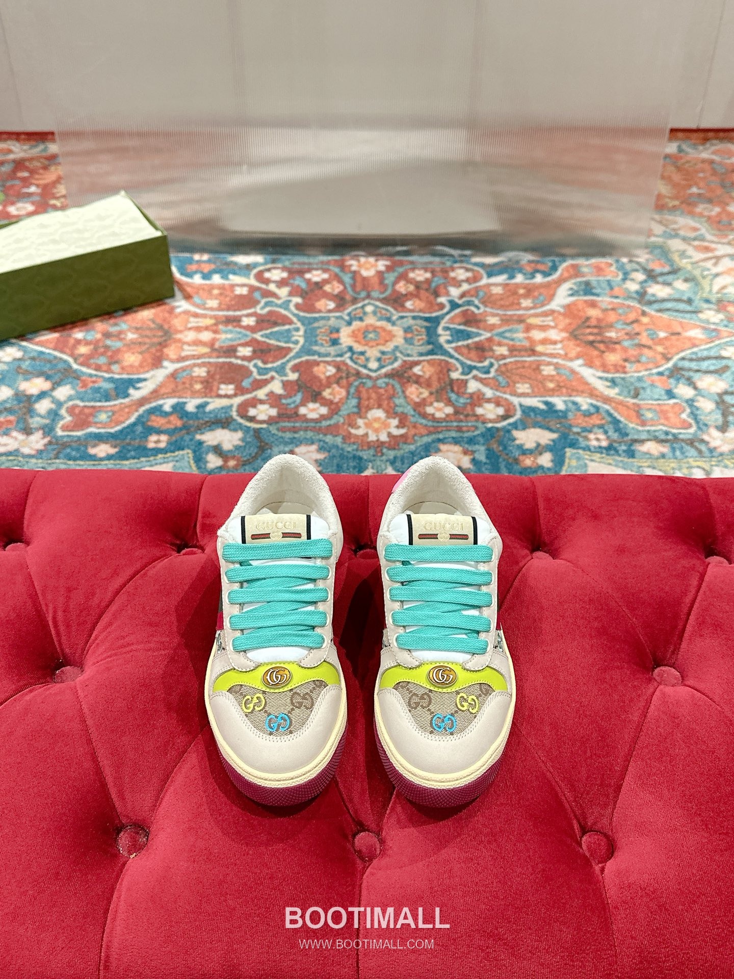 Gucci GG Vintage Sneaker Leather, Swarovski Crystal, TPU Sole Beige Shoes 구찌 GG 빈티지 스니커즈 가죽, 스와로브스키 크리스탈, TPU 밑창 베이지 신발 1