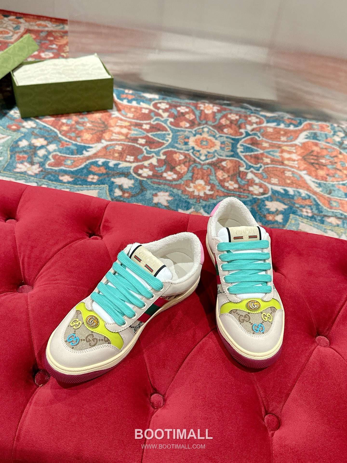 Gucci GG Vintage Sneaker Leather, Swarovski Crystal, TPU Sole Beige Shoes 구찌 GG 빈티지 스니커즈 가죽, 스와로브스키 크리스탈, TPU 밑창 베이지 신발 5