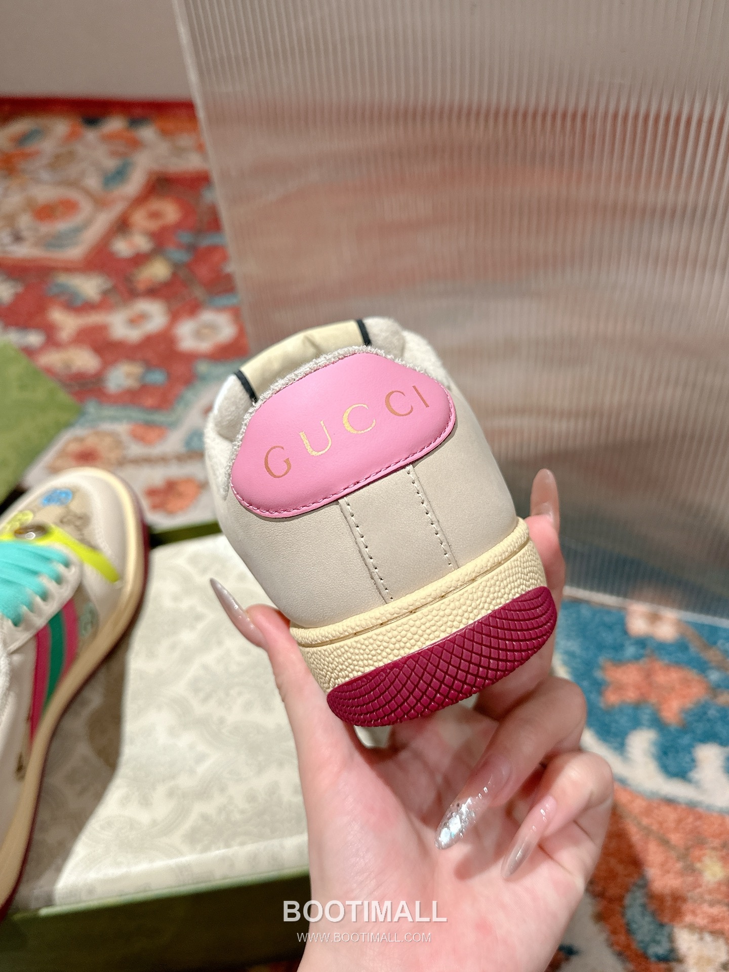 Gucci GG Vintage Sneaker Leather, Swarovski Crystal, TPU Sole Beige Shoes 구찌 GG 빈티지 스니커즈 가죽, 스와로브스키 크리스탈, TPU 밑창 베이지 신발 6