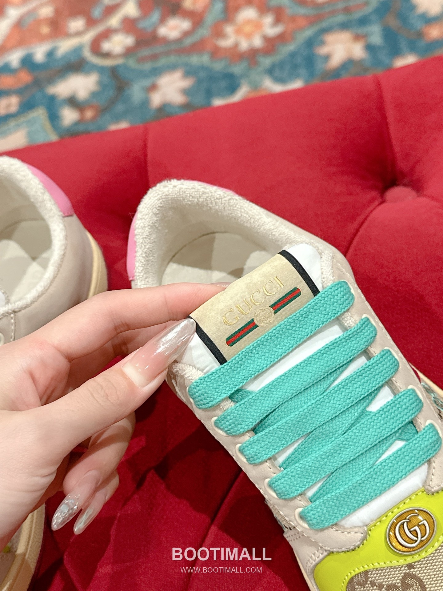 Gucci GG Vintage Sneaker Leather, Swarovski Crystal, TPU Sole Beige Shoes 구찌 GG 빈티지 스니커즈 가죽, 스와로브스키 크리스탈, TPU 밑창 베이지 신발 7