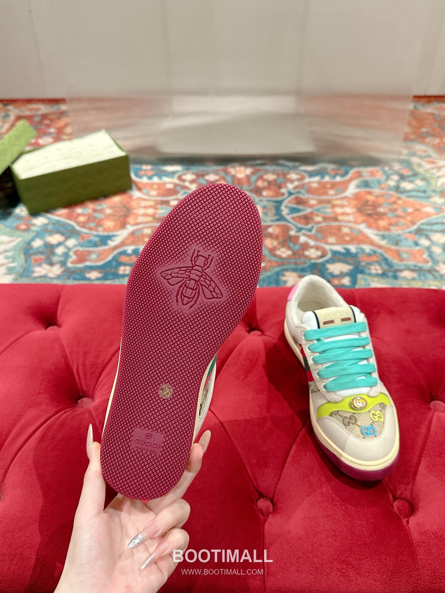 Gucci GG Vintage Sneaker Leather, Swarovski Crystal, TPU Sole Beige Shoes 구찌 GG 빈티지 스니커즈 가죽, 스와로브스키 크리스탈, TPU 밑창 베이지 신발 9