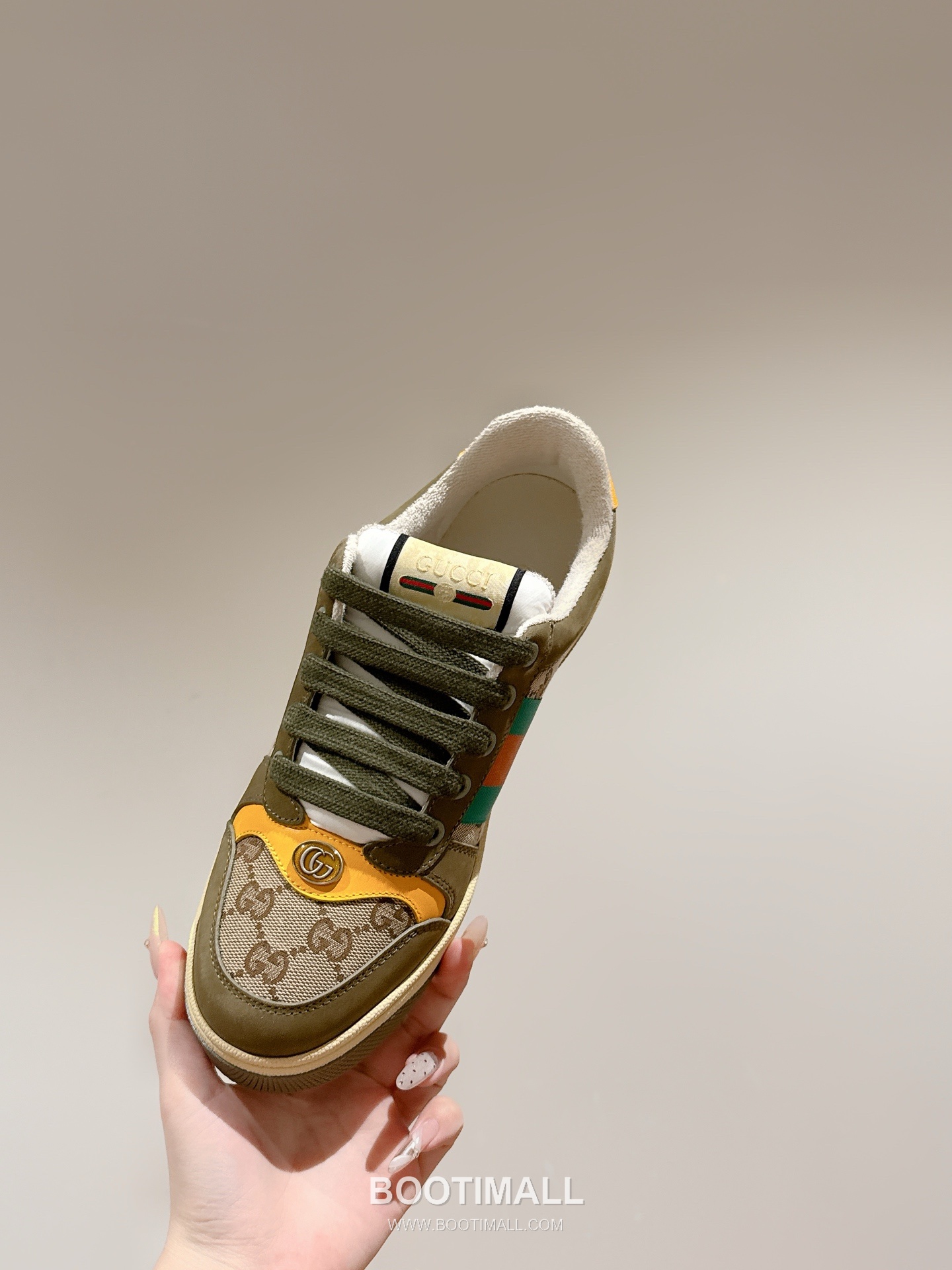 Gucci GG Vintage Sneakers Calfskin leather, Swarovski crystals, TPU sole Beige Shoes 구찌 GG 빈티지 스니커즈 송아지가죽, 스와로브스키 크리스탈, TPU 밑창 베이지 신발 8