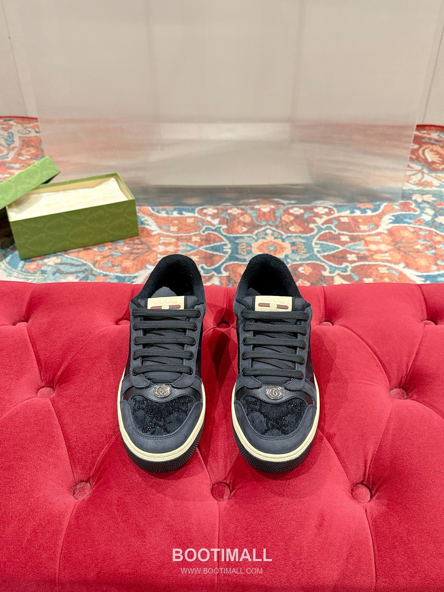 Gucci GG Vintage Sneaker Leather, Swarovski Crystal, TPU Sole Beige Shoes 구찌 GG 빈티지 스니커즈 가죽, 스와로브스키 크리스탈, TPU 밑창 베이지 신발 1