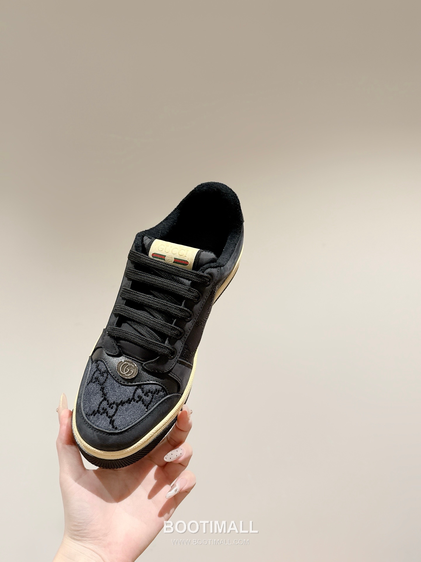 Gucci GG Vintage Sneaker Leather, Swarovski Crystal, TPU Sole Beige Shoes 구찌 GG 빈티지 스니커즈 가죽, 스와로브스키 크리스탈, TPU 밑창 베이지 신발 2