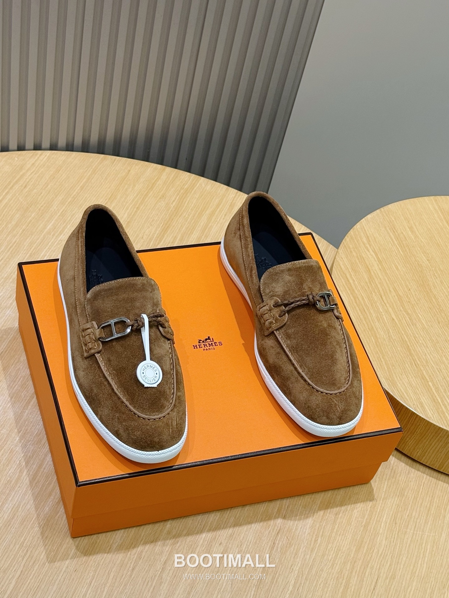 Hermes Like Loafer Calfskin Leather, Canvas Brown 에르메스 라이크 로퍼 송아지가죽, 캔버스 브라운 1