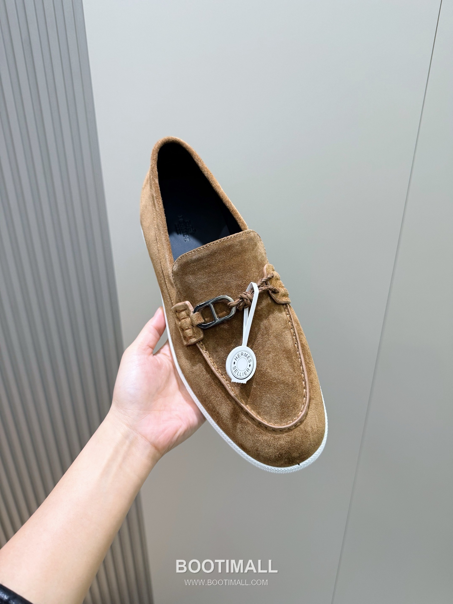 Hermes Like Loafer Calfskin Leather, Canvas Brown 에르메스 라이크 로퍼 송아지가죽, 캔버스 브라운 4