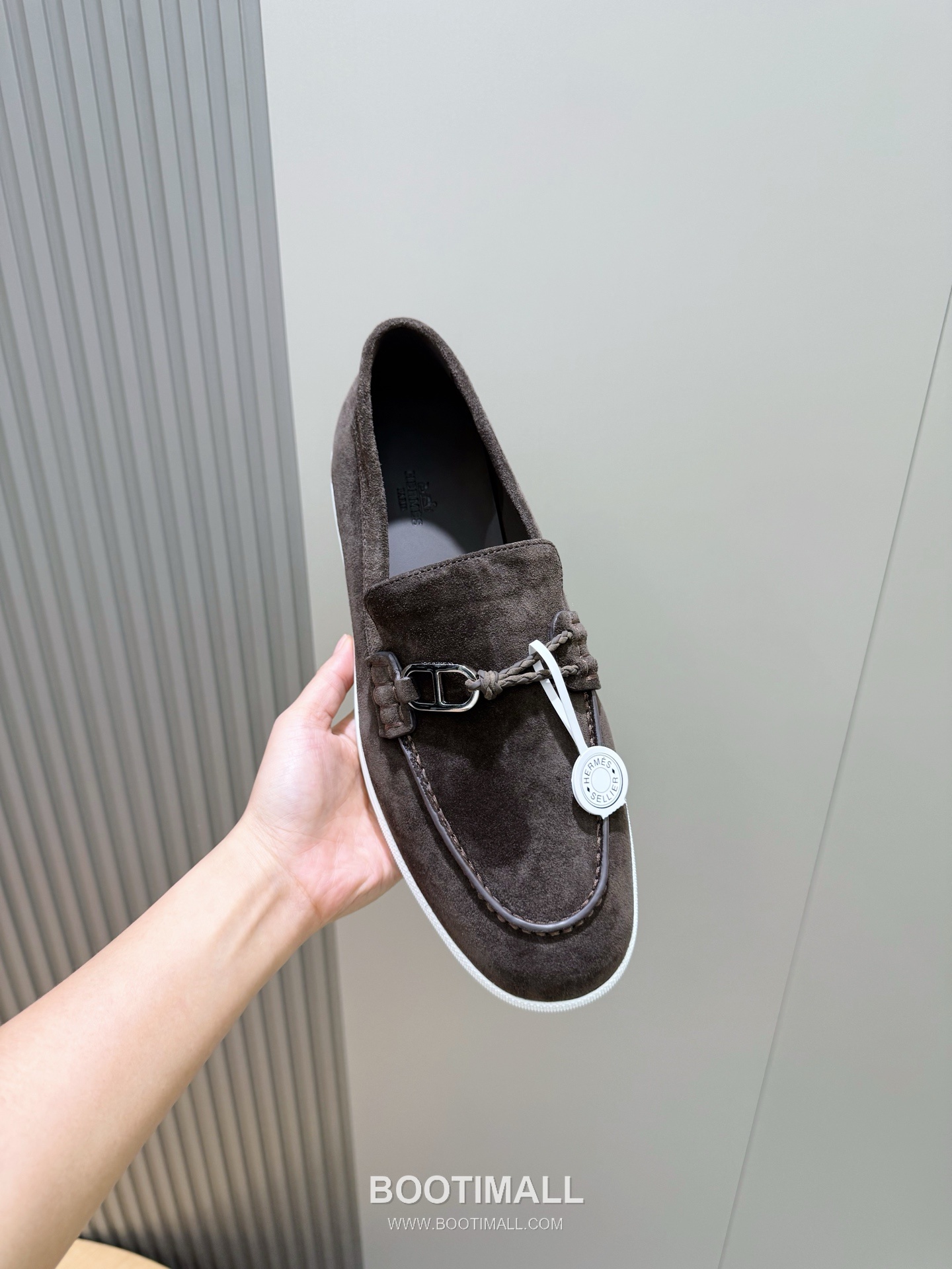 Hermes Like Loafer Calfskin Leather, Canvas Brown 에르메스 라이크 로퍼 송아지가죽, 캔버스 브라운 4