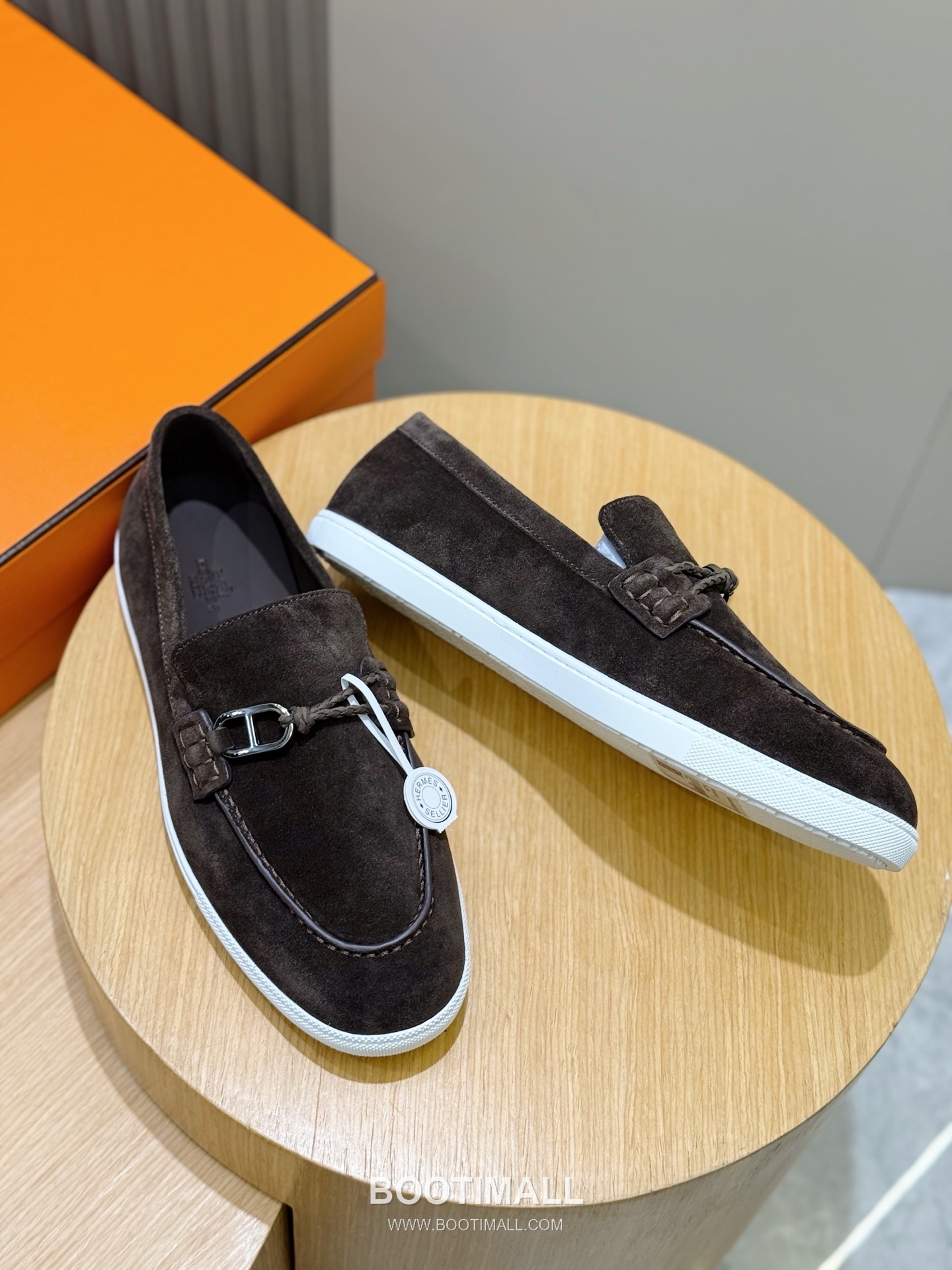 Hermes Like Loafer Calfskin Leather, Canvas Brown 에르메스 라이크 로퍼 송아지가죽, 캔버스 브라운 7