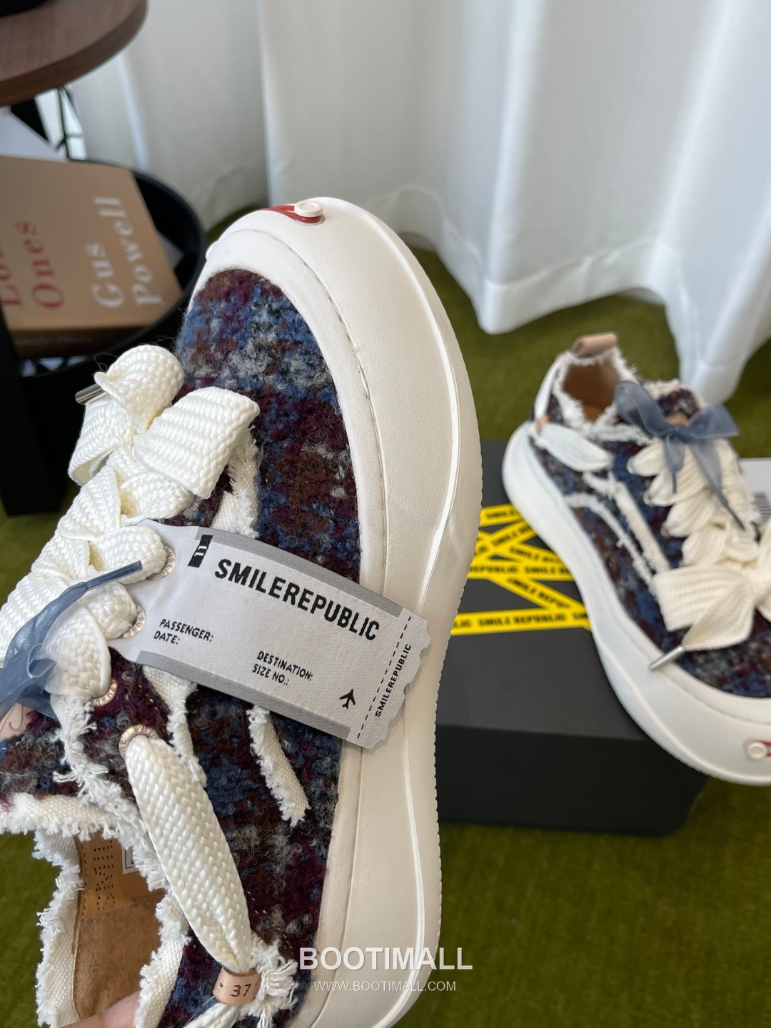 Open Smile Canvas Canvas Wool White Sneakers 오픈 스마일 캔버스 캔버스, 울 화이트 스니커즈 6