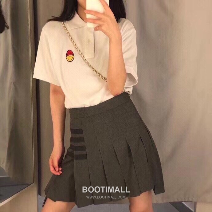 Thom Browne Asymmetric A-Line Pleated Skirt Wool Blend Black 톰브라운 비대칭 A라인 플리츠 스커트 울 혼방 블랙 0, 1, 2, 3 4