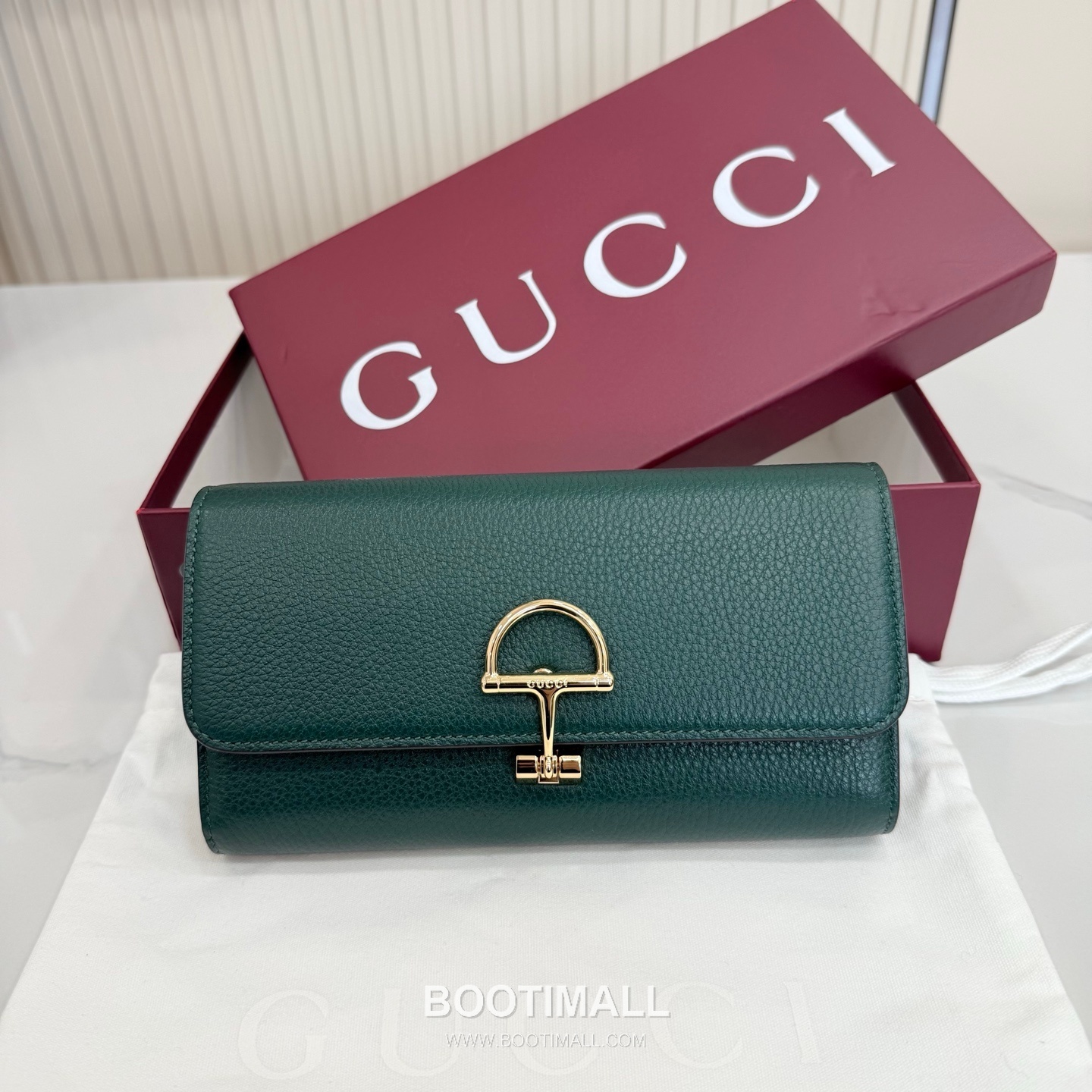 Gucci Long Wallet Grainy Cowhide Leather Green 구찌 롱 월렛 그레인드 소가죽 그린 19cm 1