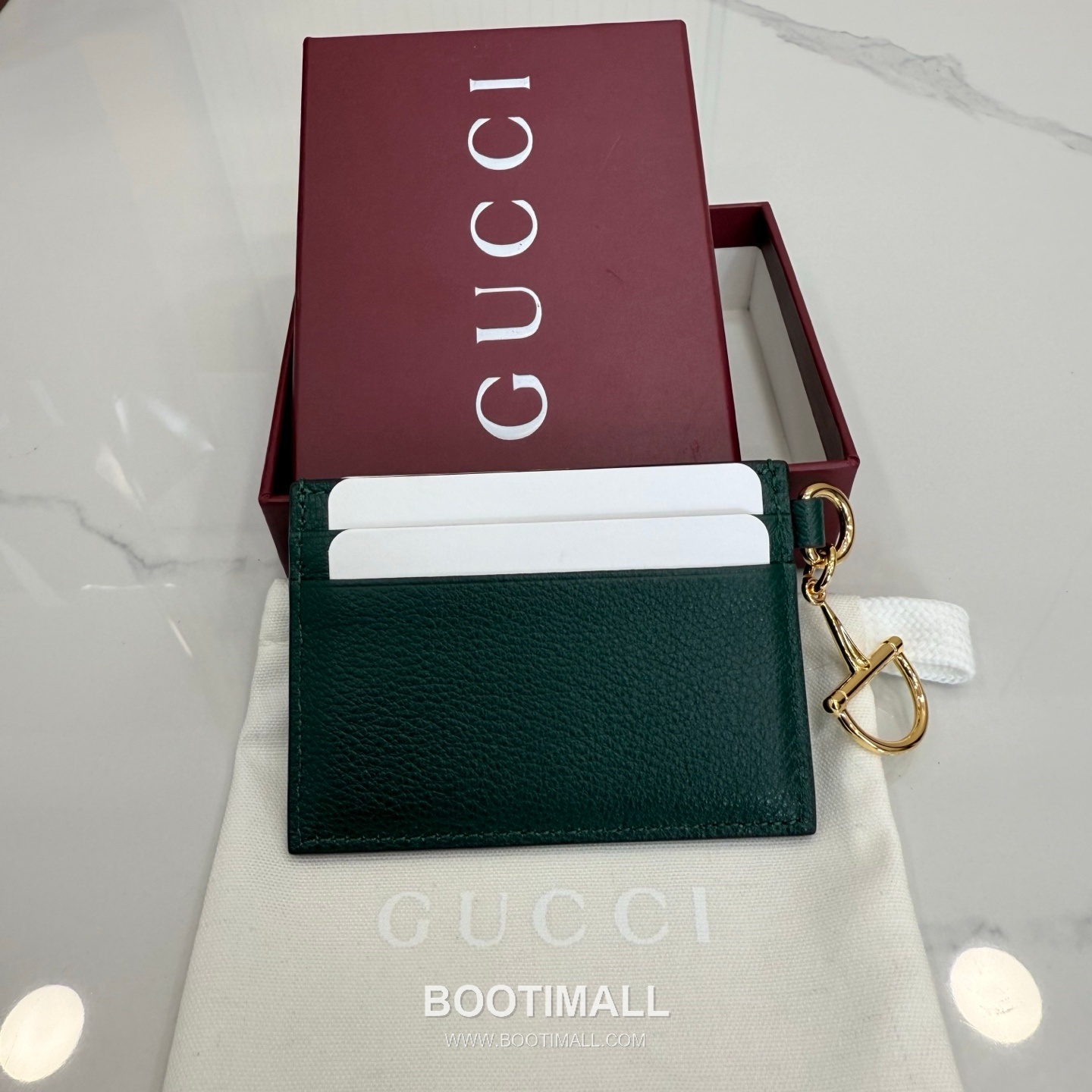 Gucci Half Horsebit Card Holder Grained Soft Leather Green 구찌 반 마 말발굽 카드홀더 그레인드 소프트 가죽 그린 10cm 2