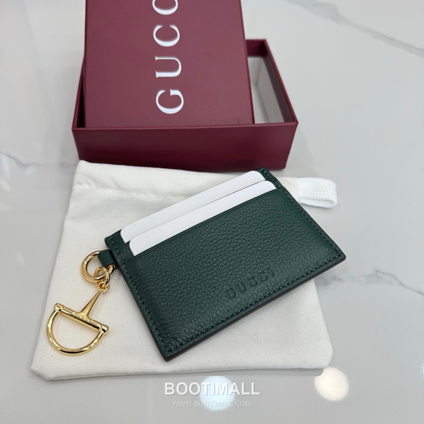 Gucci Half Horsebit Card Holder Grained Soft Leather Green 구찌 반 마 말발굽 카드홀더 그레인드 소프트 가죽 그린 10cm 3