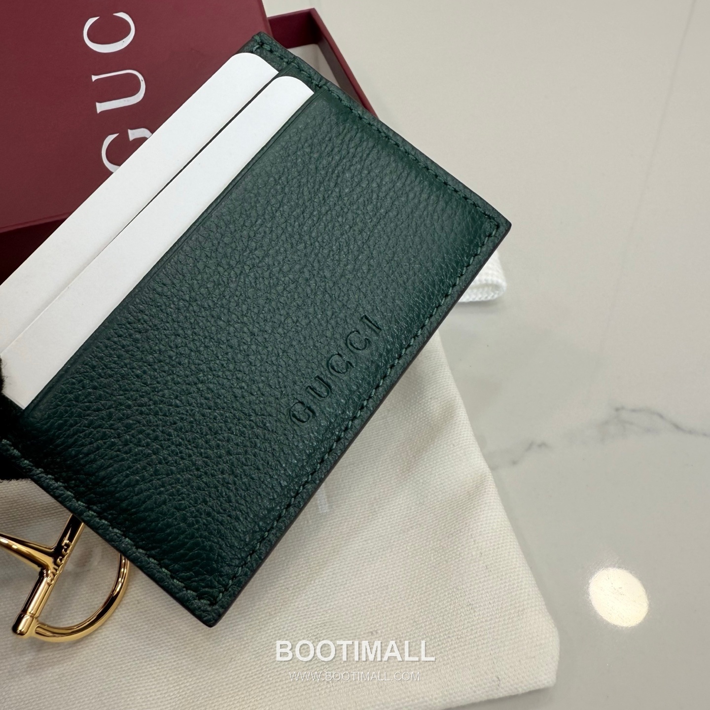 Gucci Half Horsebit Card Holder Grained Soft Leather Green 구찌 반 마 말발굽 카드홀더 그레인드 소프트 가죽 그린 10cm 4