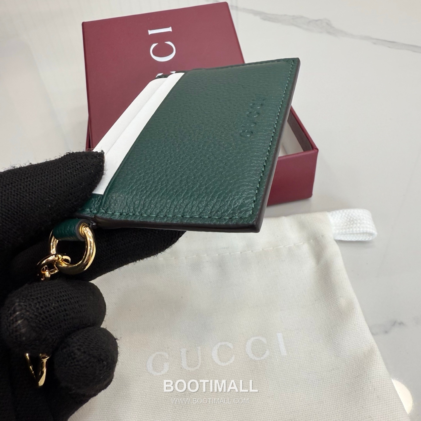 Gucci Half Horsebit Card Holder Grained Soft Leather Green 구찌 반 마 말발굽 카드홀더 그레인드 소프트 가죽 그린 10cm 6