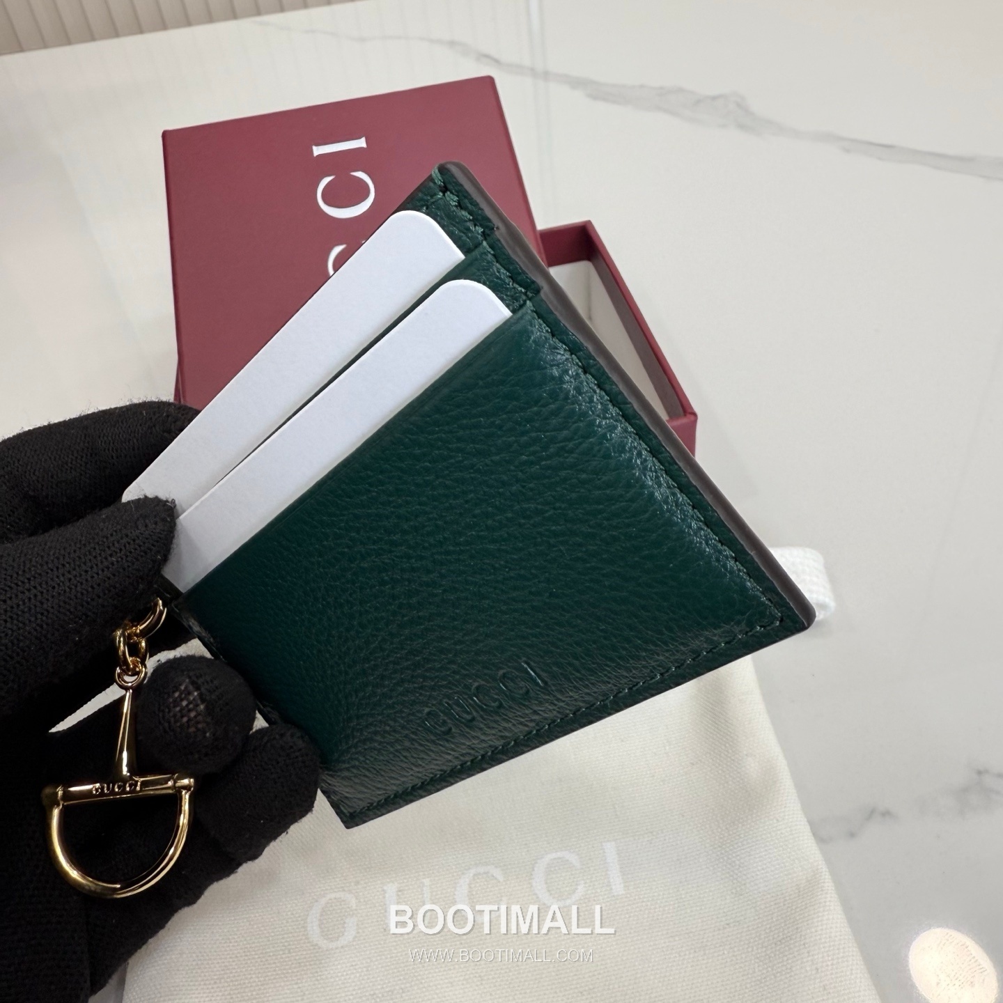 Gucci Half Horsebit Card Holder Grained Soft Leather Green 구찌 반 마 말발굽 카드홀더 그레인드 소프트 가죽 그린 10cm 8
