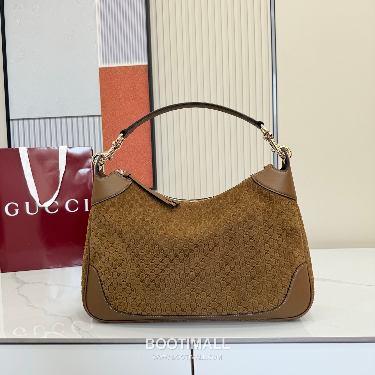 Gucci Body Double Lock GG Suede Brown Top Handle Bag 구찌 바디 더블 락 GG 스웨이드 브라운 탑핸들백 40cm 1