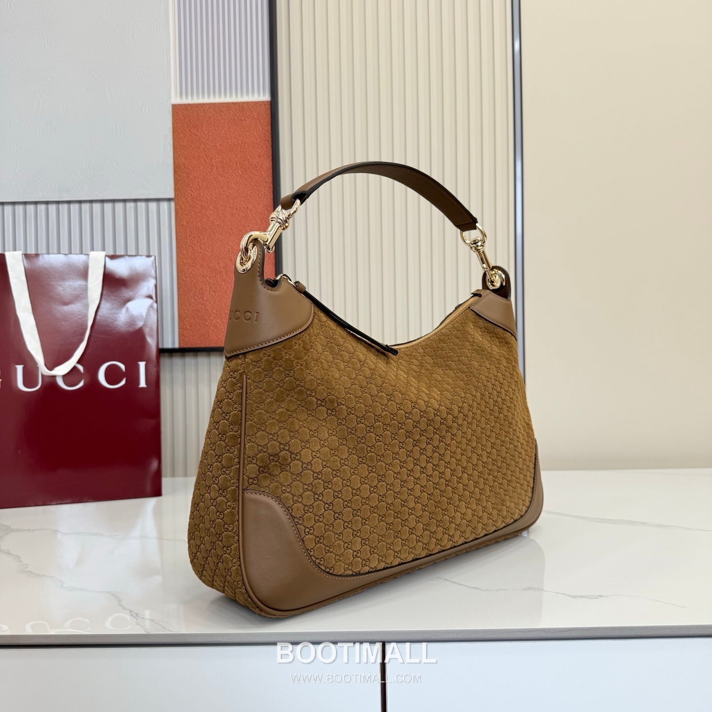 Gucci Body Double Lock GG Suede Brown Top Handle Bag 구찌 바디 더블 락 GG 스웨이드 브라운 탑핸들백 40cm 2