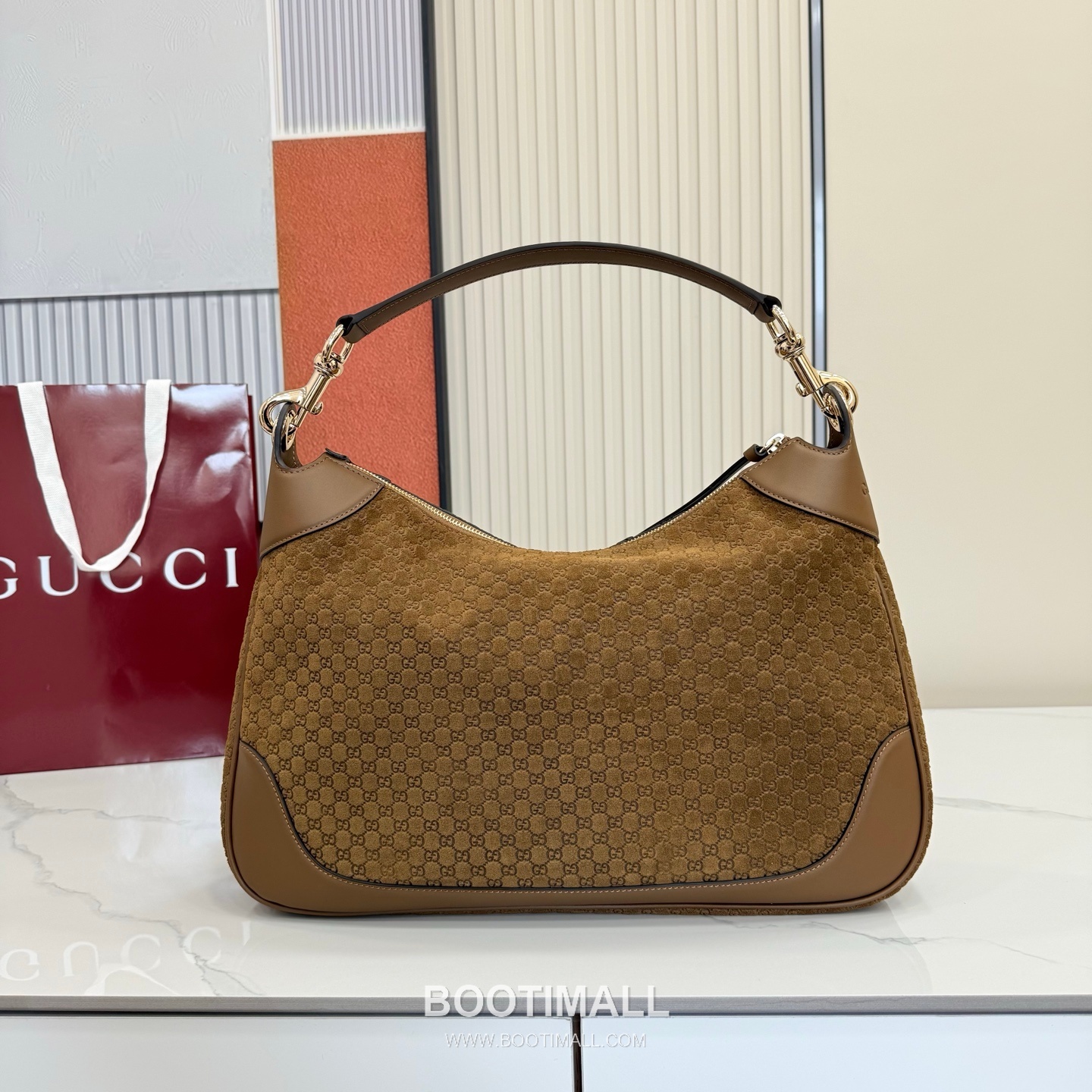 Gucci Body Double Lock GG Suede Brown Top Handle Bag 구찌 바디 더블 락 GG 스웨이드 브라운 탑핸들백 40cm 3